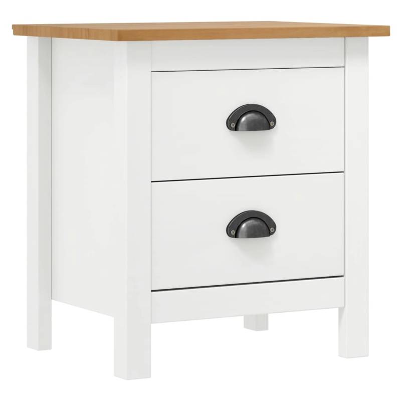 vidaXL Nachttisch Hill 2 Stk Weiß 46x35x49,5 cm Massivholz Kiefer Modell 1 von VIDAXL