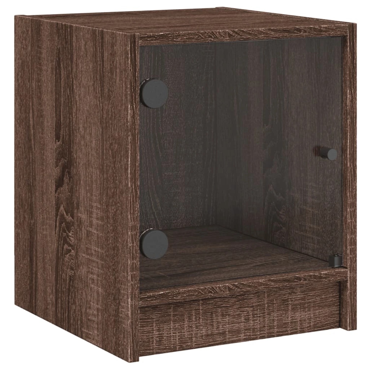 vidaXL Nachttisch mit Glastür Braun Eichen-Optik 35x37x42 cm von VIDAXL