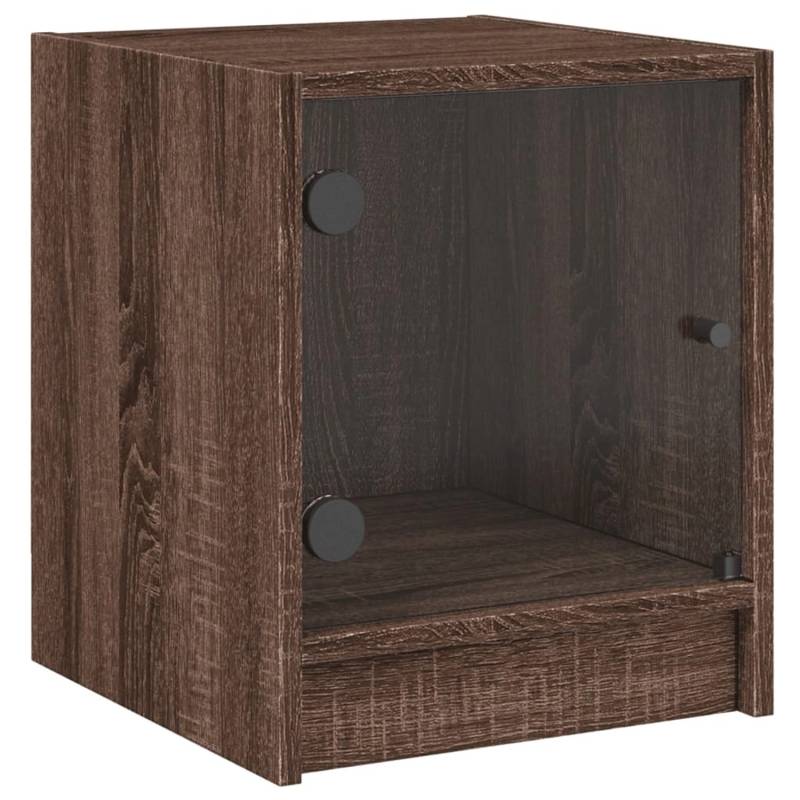 vidaXL Nachttisch mit Glastür Braun Eichen-Optik 35x37x42 cm von VIDAXL