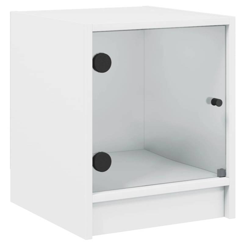 vidaXL Nachttisch mit Glastür Weiß 35x37x42 cm von VIDAXL