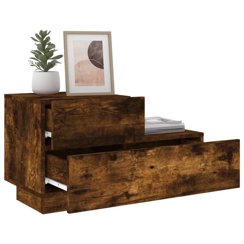 vidaXL Nachttisch mit LED-Leuchten Räuchereiche 70x36x40,5 cm von VIDAXL