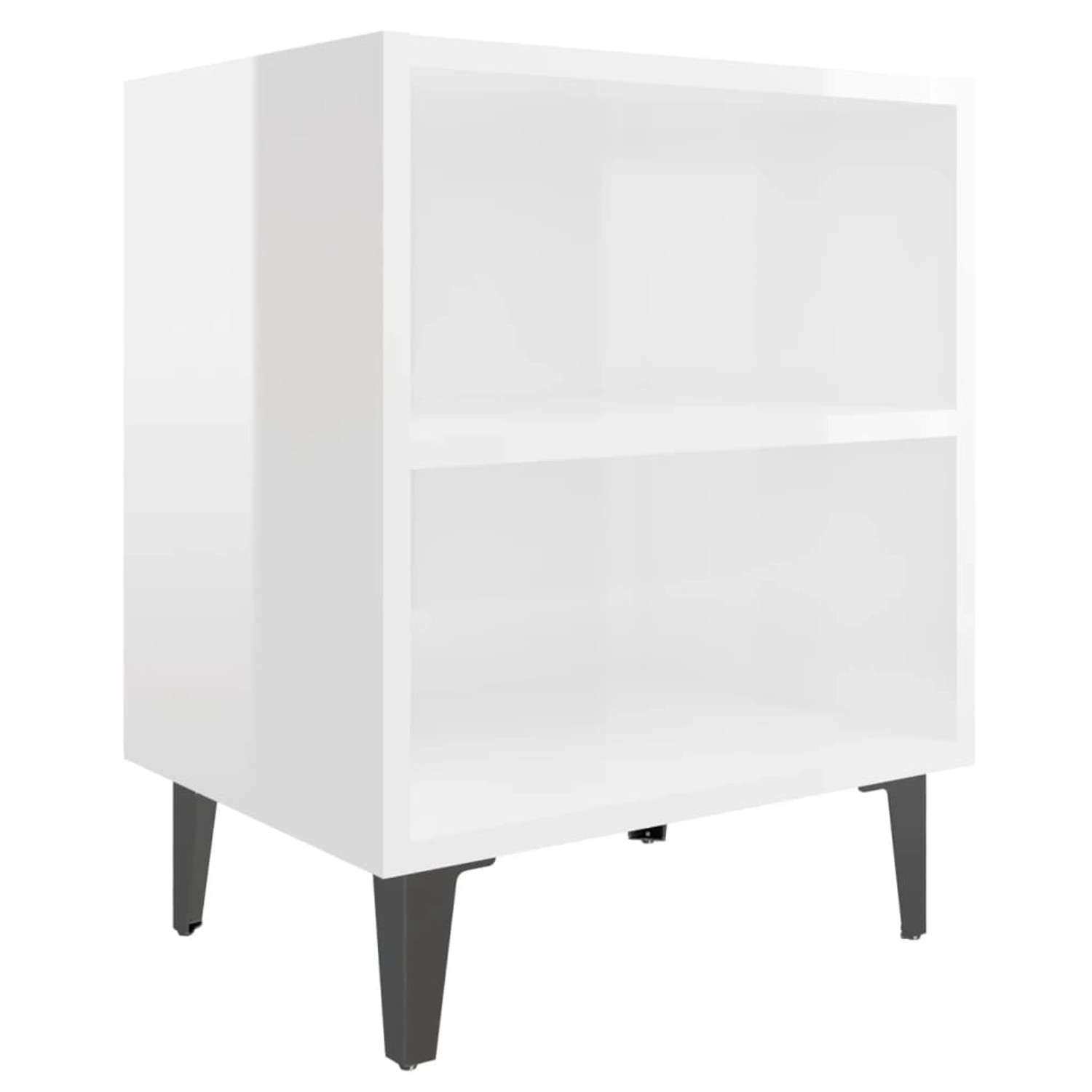 vidaXL Nachttisch mit Metallbeinen Hochglanz-Weiß 40x30x50 cm von VIDAXL