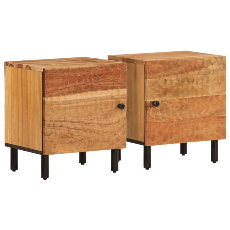 vidaXL Nachttische 2 Stk 40x33x46 cm Massivholz Akazie Modell 3 von VIDAXL