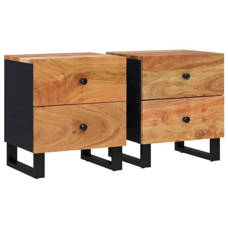 vidaXL Nachttische 2 Stk 40x33x46 cm Massivholz Akazie Modell 4 von VIDAXL