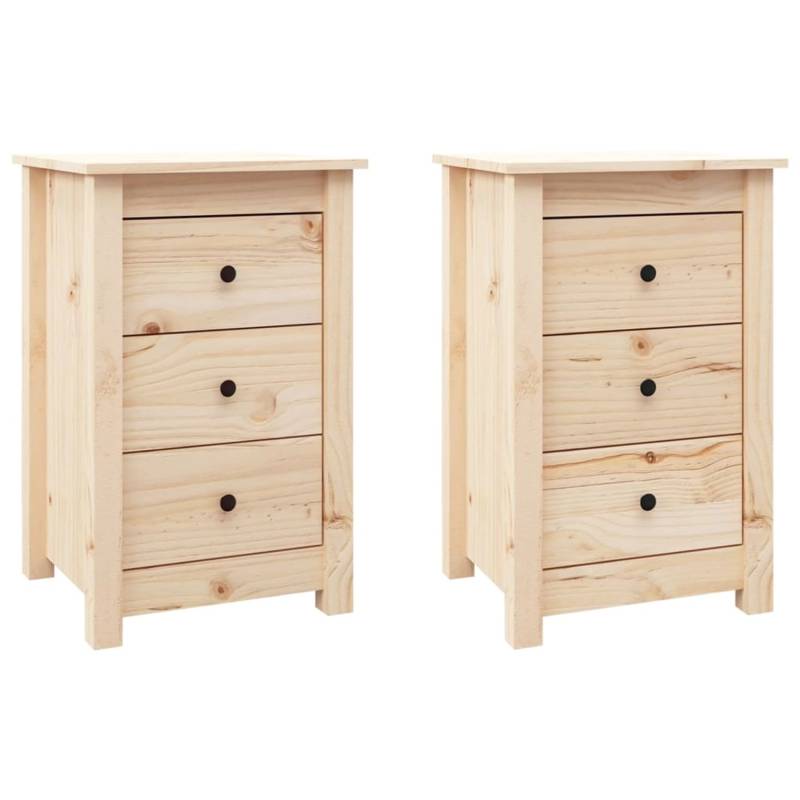 vidaXL Nachttische 2 Stk 40x35x61,5 cm Massivholz Kiefer Modell 2 von VIDAXL