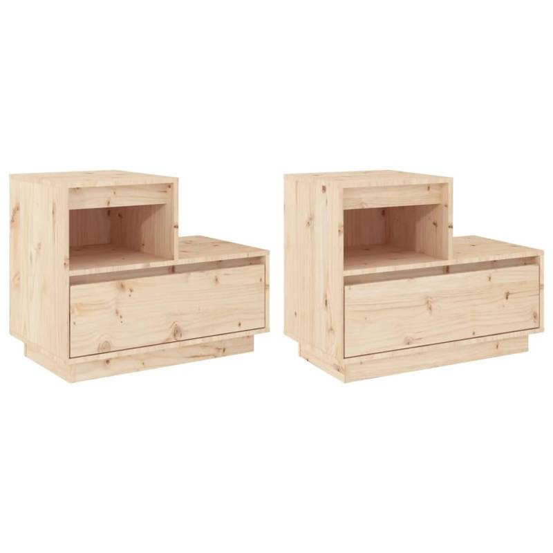 vidaXL Nachttische 2 Stk 60x34x51 cm Massivholz Kiefer von VIDAXL