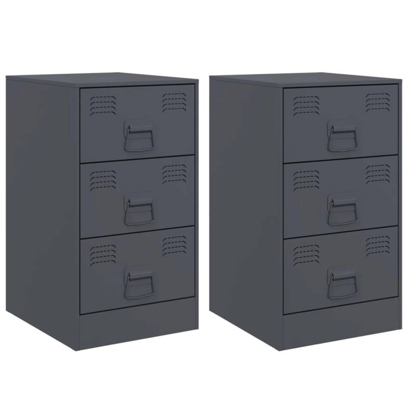 vidaXL Nachttische 2 Stk Anthrazit 34,5x39x62 cm Stahl Modell 1 von VIDAXL