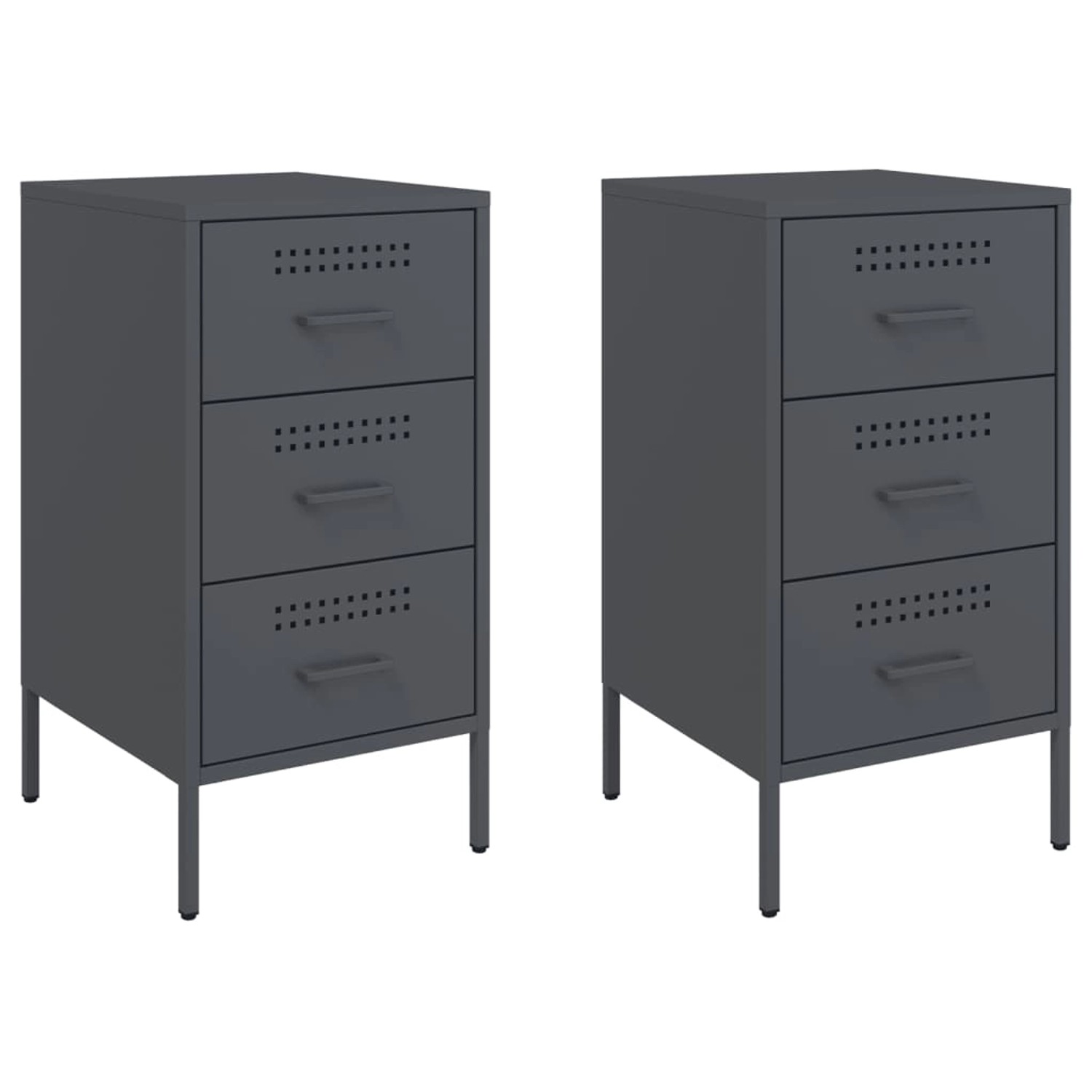 vidaXL Nachttische 2 Stk Anthrazit 36x39x68 cm Kaltgewalzter Stahl Modell 1 vidaXL Nachttische 2 Stk Anthrazit 36x39x68 cm Kaltgewalzter Stahl Modell 1 von VIDAXL