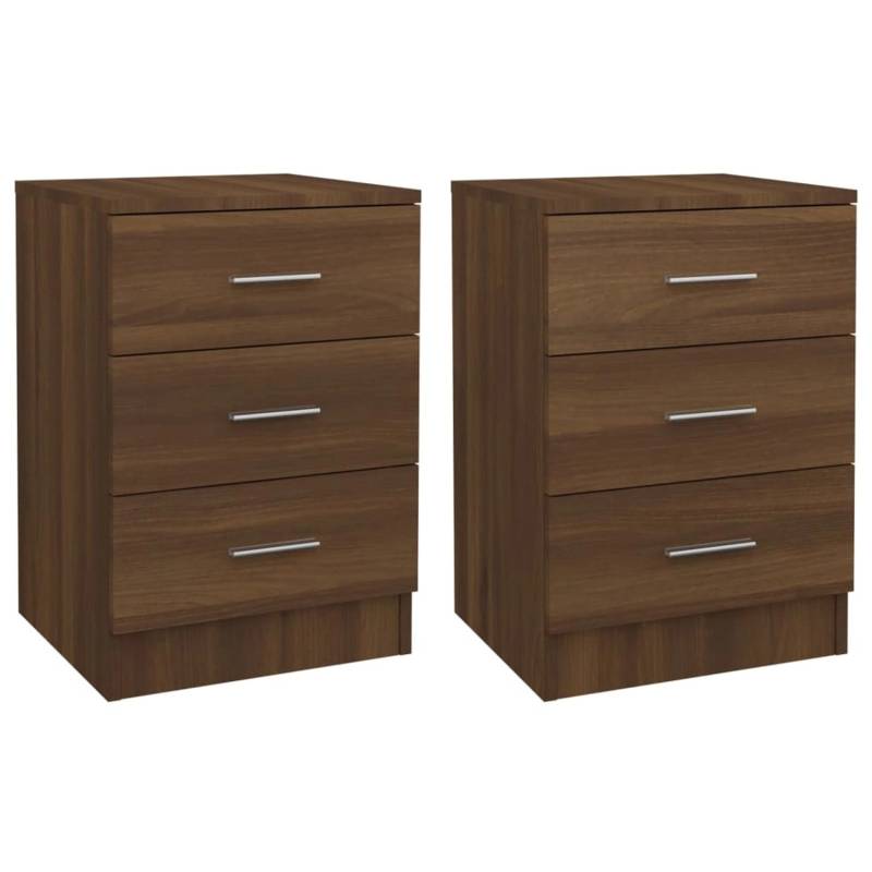 vidaXL Nachttische 2 Stk Braun Eichen-Optik 38x35x56 cm Holzwerkstoff von VIDAXL