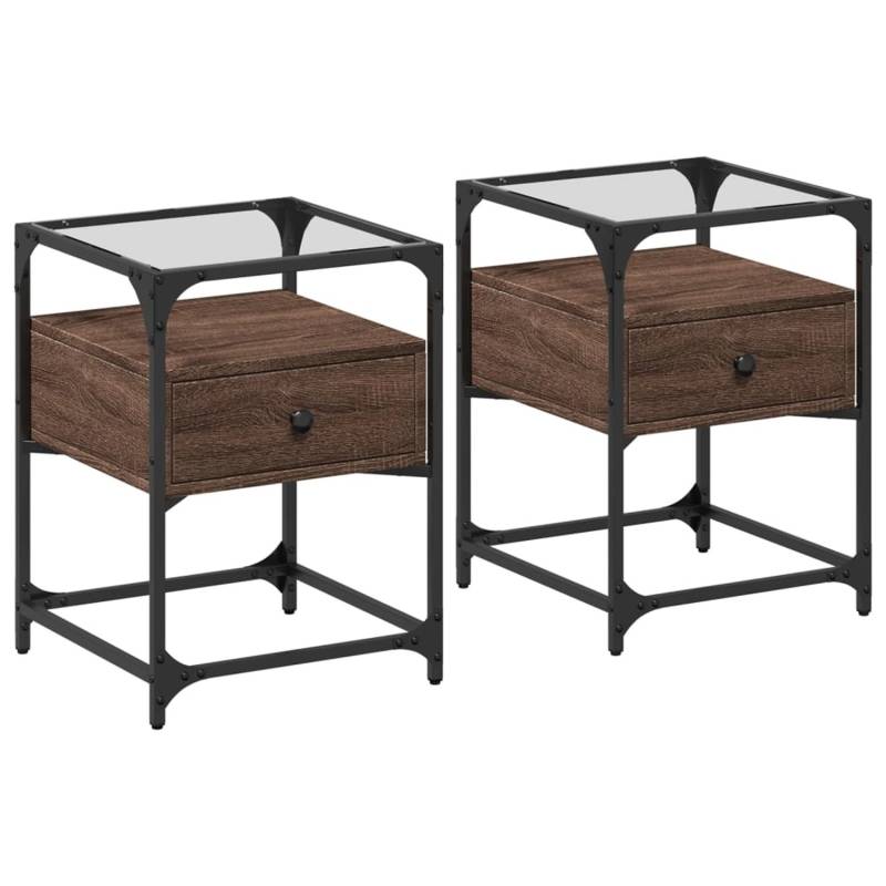 vidaXL Nachttische 2 Stk Braun Eichen-Optik 40x40x55 cm Holzwerkstoff von VIDAXL