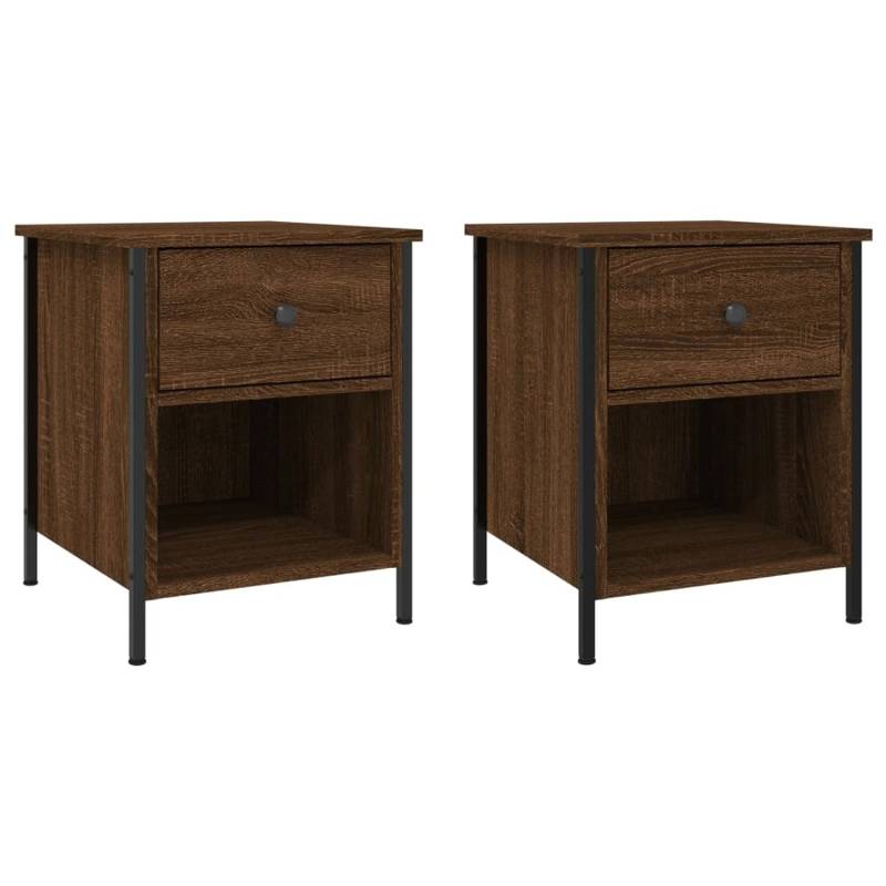 vidaXL Nachttische 2 Stk Braun Eichen-Optik 40x42x50 cm Holzwerkstoff von VIDAXL