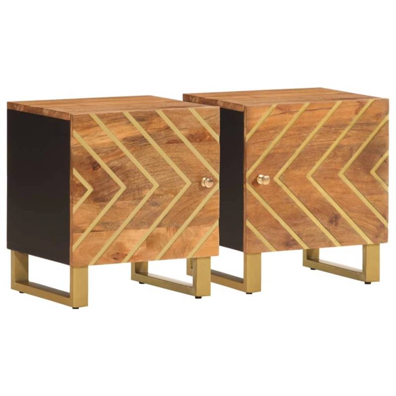 vidaXL Nachttische 2 Stk Braun und Schwarz Massivholz Mango Modell 3 von VIDAXL