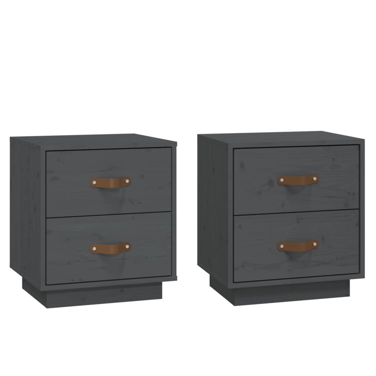 vidaXL Nachttische 2 Stk Grau 40x34x45 cm Massivholz Kiefer Modell 1 von VIDAXL