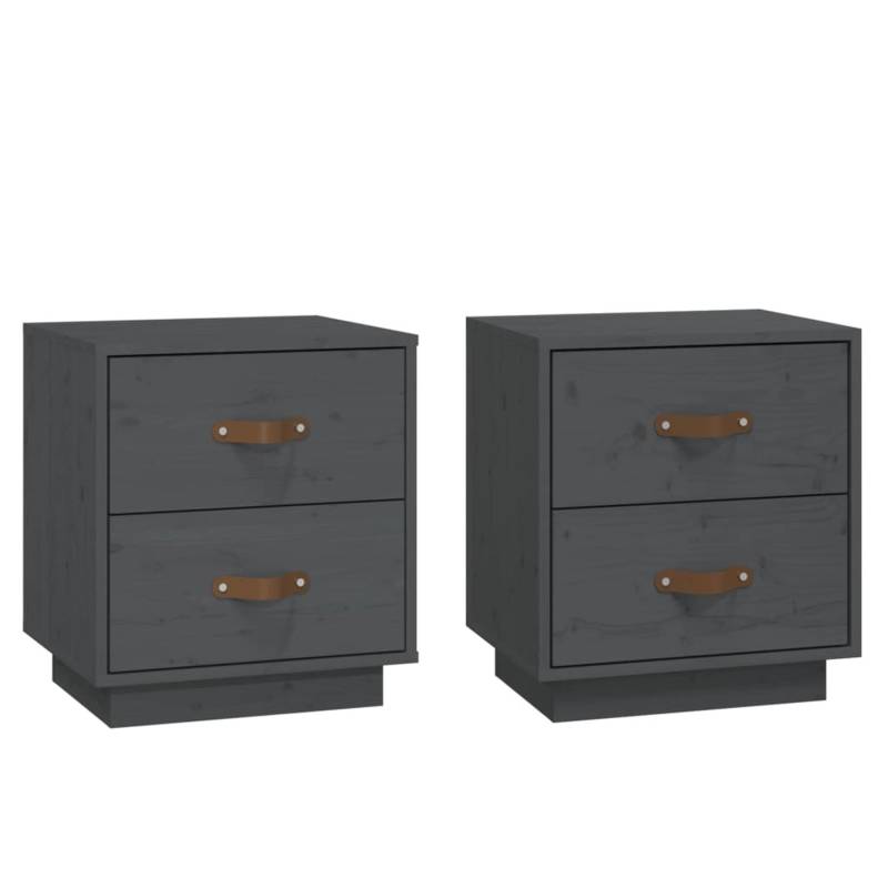 vidaXL Nachttische 2 Stk Grau 40x34x45 cm Massivholz Kiefer Modell 1 von VIDAXL