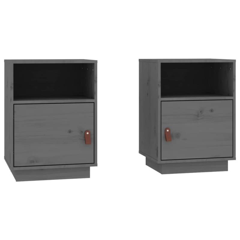 vidaXL Nachttische 2 Stk Grau 40x34x55 cm Massivholz Kiefer Modell 1 von VIDAXL