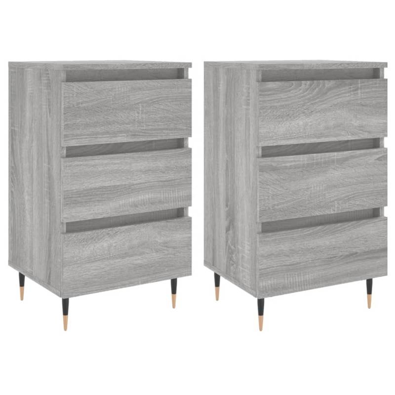 vidaXL Nachttische 2 Stk Grau Sonoma 40x35x69 cm Holzwerkstoff Modell 3 von VIDAXL