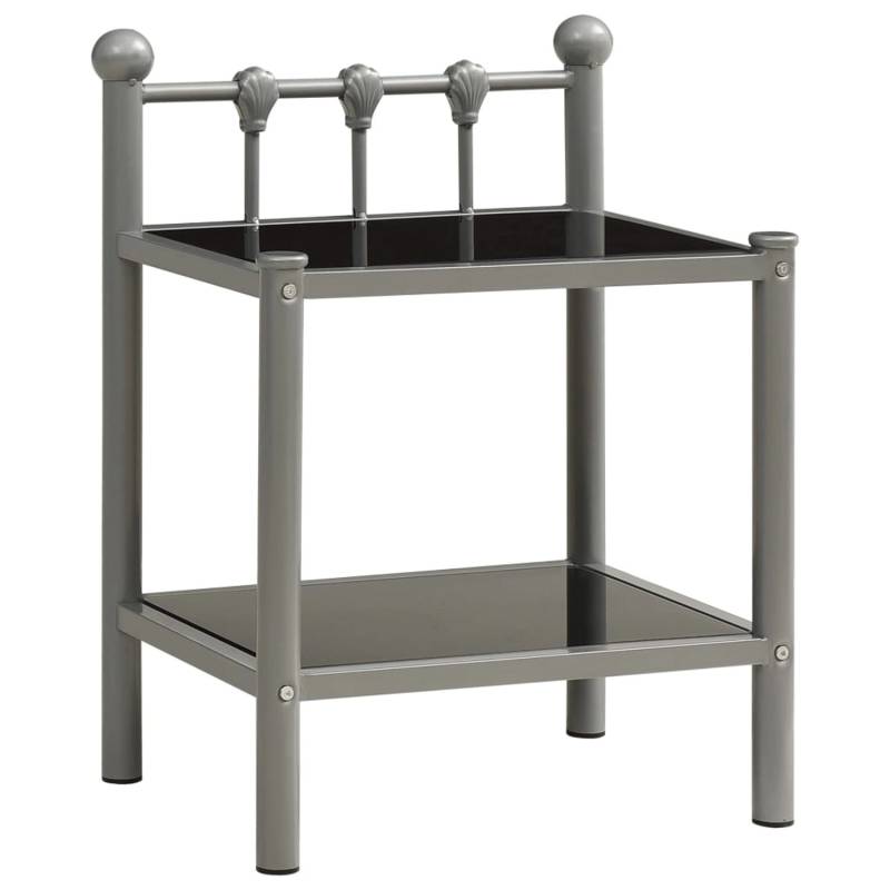 vidaXL Nachttische 2 Stk Grau und Schwarz Metall und Glas Modell 5 von VIDAXL