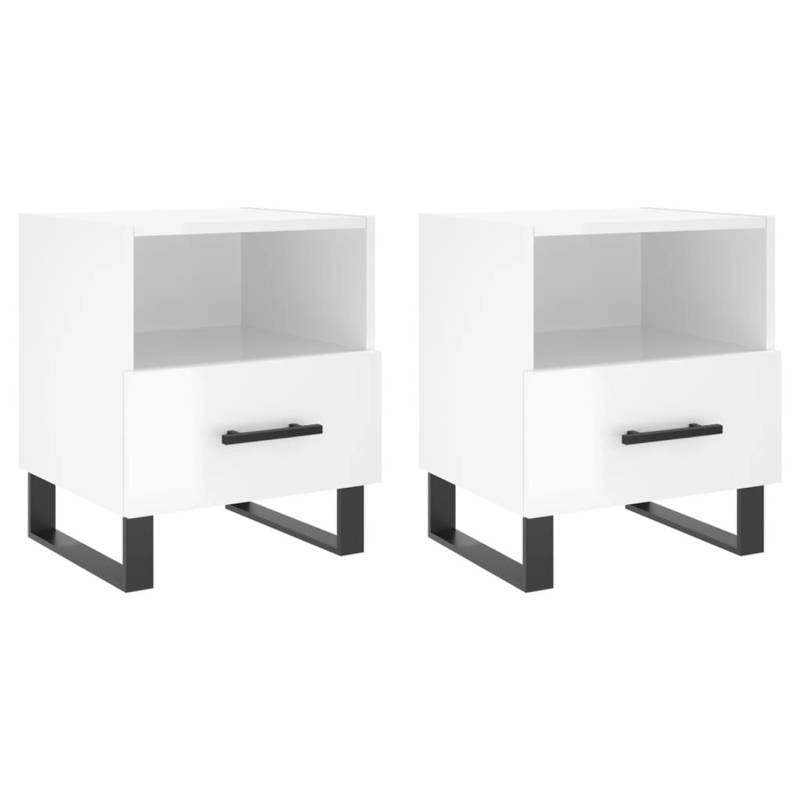 vidaXL Nachttische 2 Stk Hochglanz-Weiß 40x35x47,5 cm Holzwerkstoff Modell 1 von VIDAXL