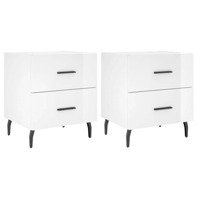 vidaXL Nachttische 2 Stk Hochglanz-Weiß 40x35x47,5 cm Holzwerkstoff Modell 10 von VIDAXL