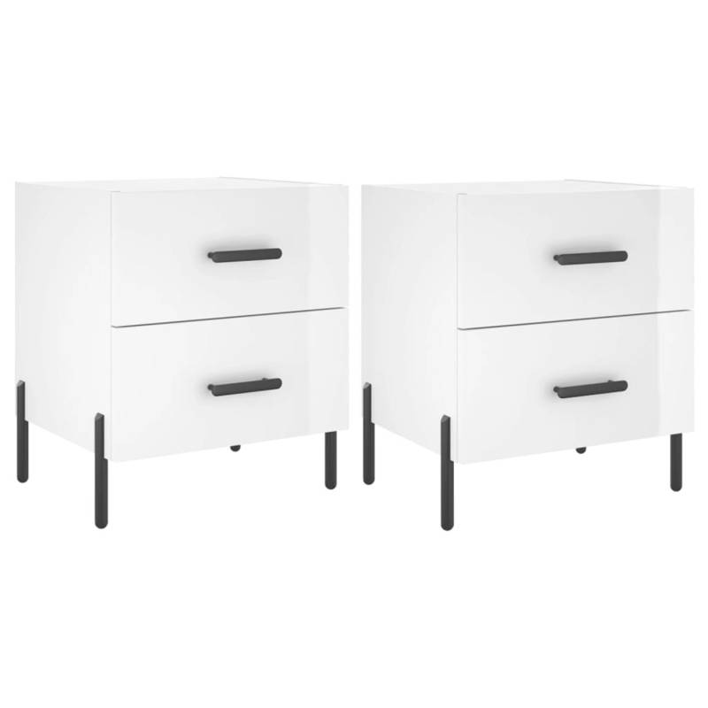 vidaXL Nachttische 2 Stk Hochglanz-Weiß 40x35x47,5 cm Holzwerkstoff Modell 11 von VIDAXL