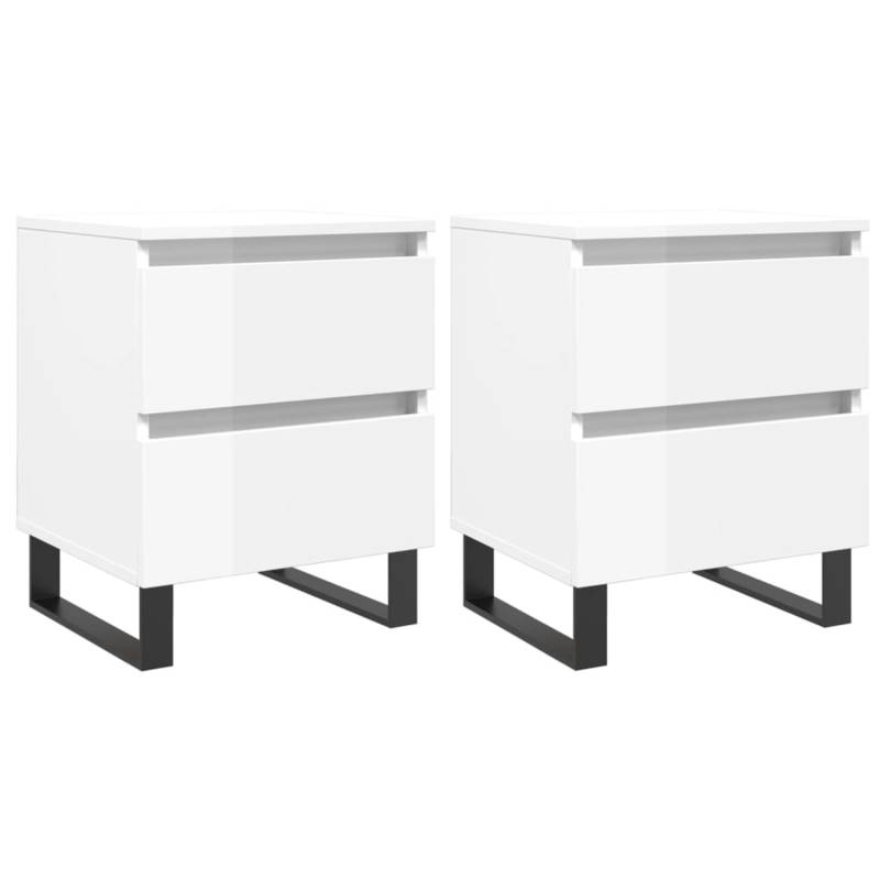 vidaXL Nachttische 2 Stk Hochglanz-Weiß 40x35x50 cm Holzwerkstoff Modell 10 von VIDAXL