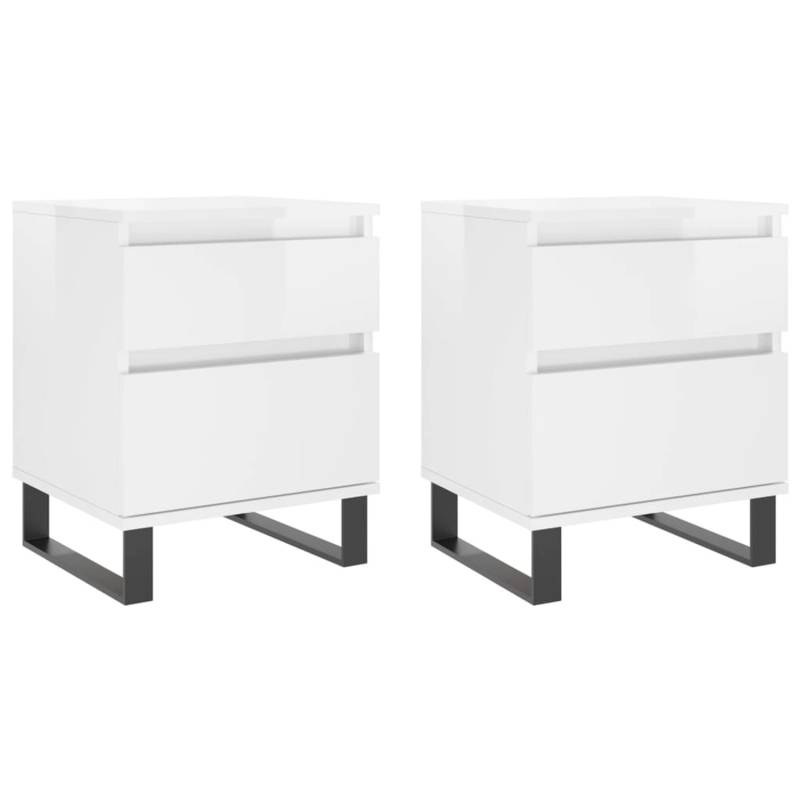 vidaXL Nachttische 2 Stk Hochglanz-Weiß 40x35x50 cm Holzwerkstoff Modell 4 von VIDAXL