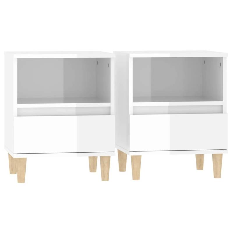 vidaXL Nachttische 2 Stk Hochglanz-Weiß 40x35x50 cm Modell 3 von VIDAXL