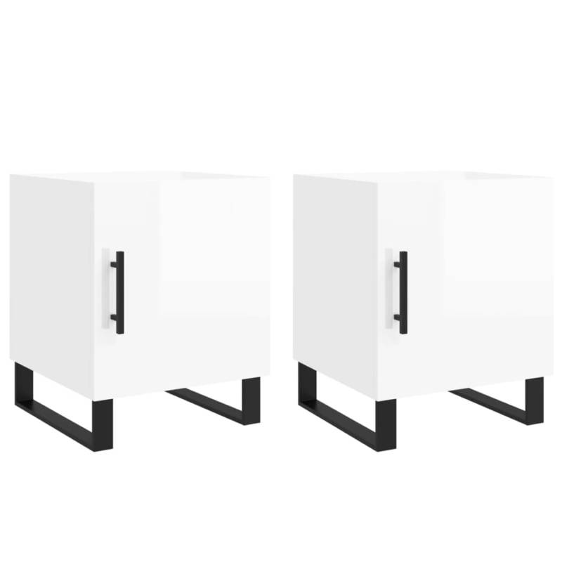 vidaXL Nachttische 2 Stk Hochglanz-Weiß 40x40x50 cm Holzwerkstoff Modell 1 von VIDAXL