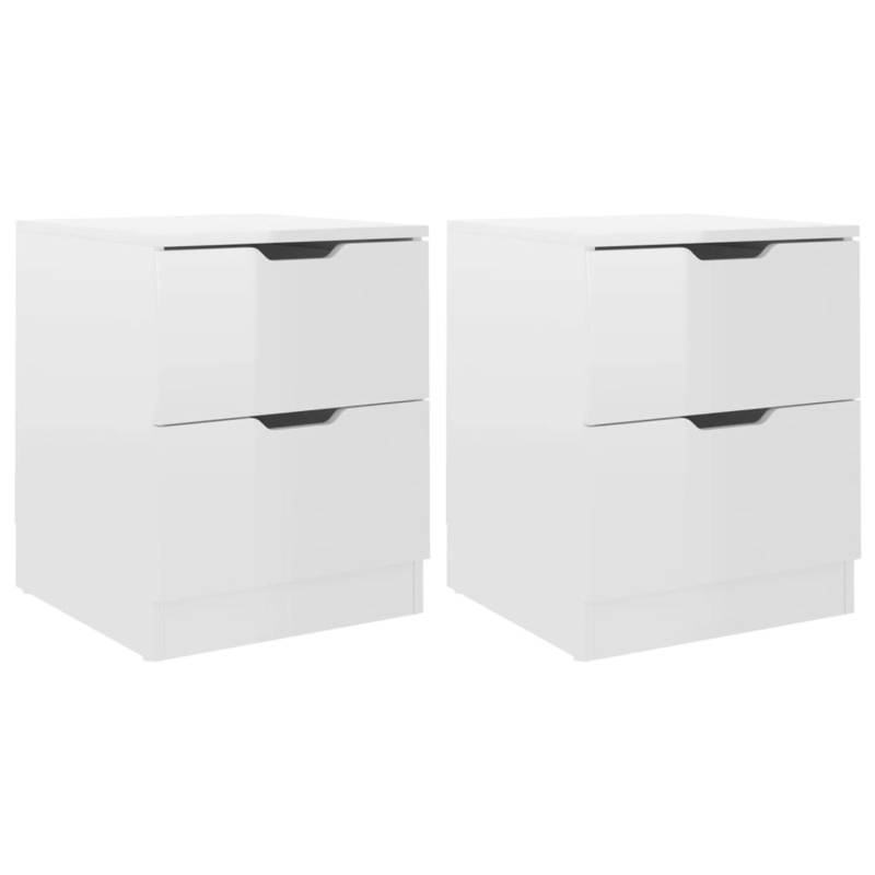 vidaXL Nachttische 2 Stk Hochglanz-Weiß 40x40x50 cm Spanplatte von VIDAXL