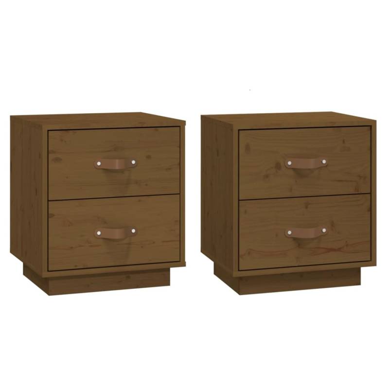 vidaXL Nachttische 2 Stk Honigbraun 40x34x45 cm Massivholz Kiefer Modell 1 von VIDAXL