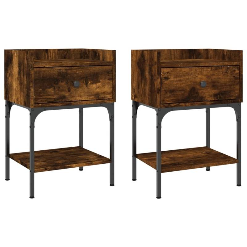 vidaXL Nachttische 2 Stk Räuchereiche 40,5x31x60 cm Holzwerkstoff von VIDAXL