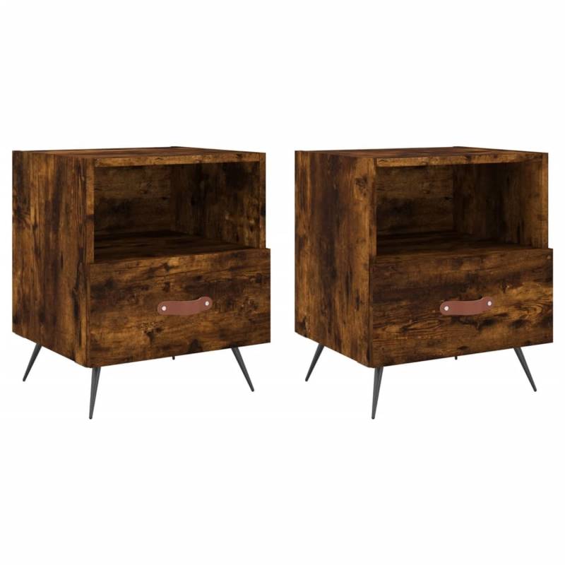 vidaXL Nachttische 2 Stk Räuchereiche 40x35x47,5 cm Holzwerkstoff Modell 8 von VIDAXL