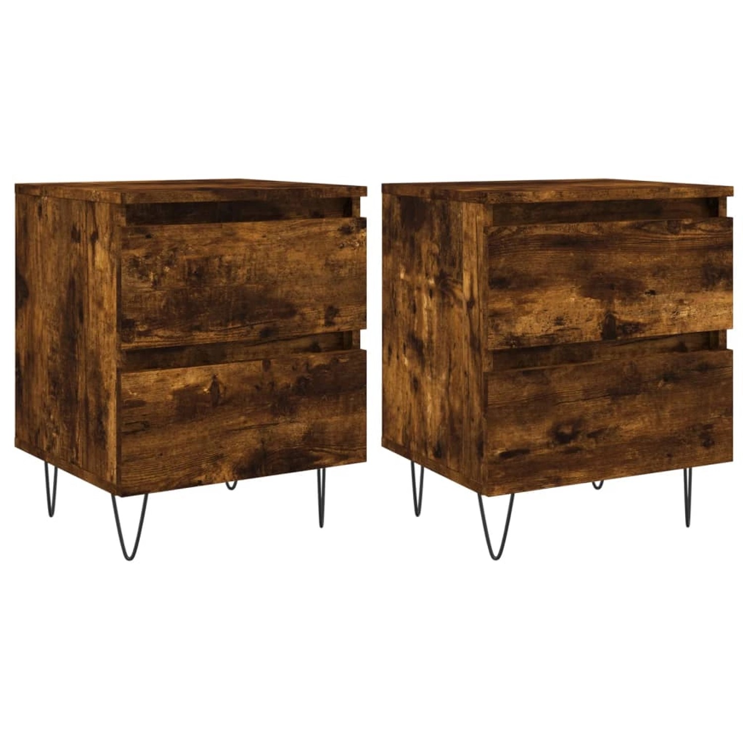 vidaXL Nachttische 2 Stk Räuchereiche 40x35x50 cm Holzwerkstoff Modell 11 von VIDAXL