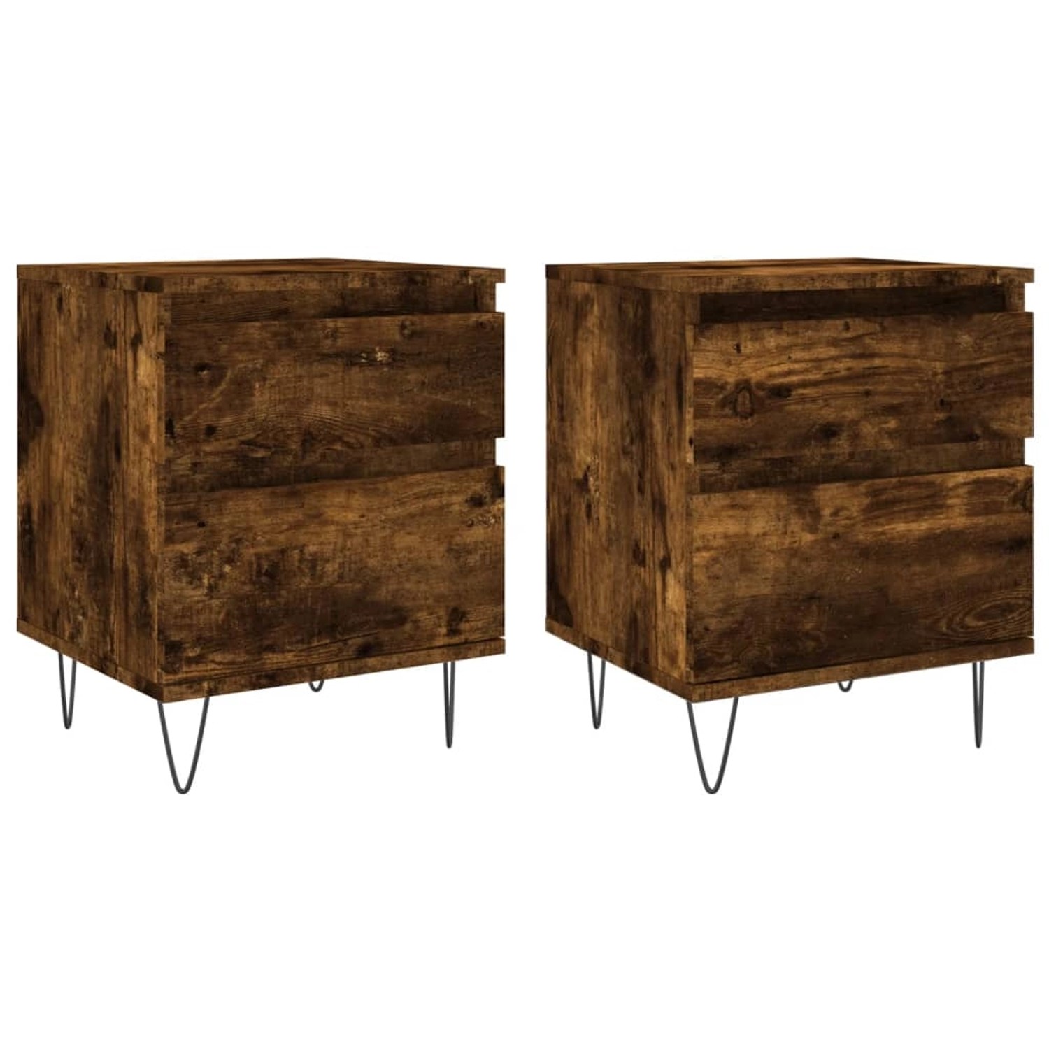vidaXL Nachttische 2 Stk Räuchereiche 40x35x50 cm Holzwerkstoff Modell 5 von VIDAXL