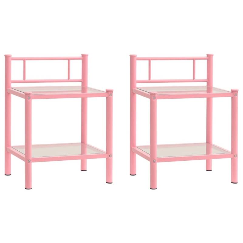 vidaXL Nachttische 2 Stk Rosa Transparent Metall und Glas Modell 3 von VIDAXL