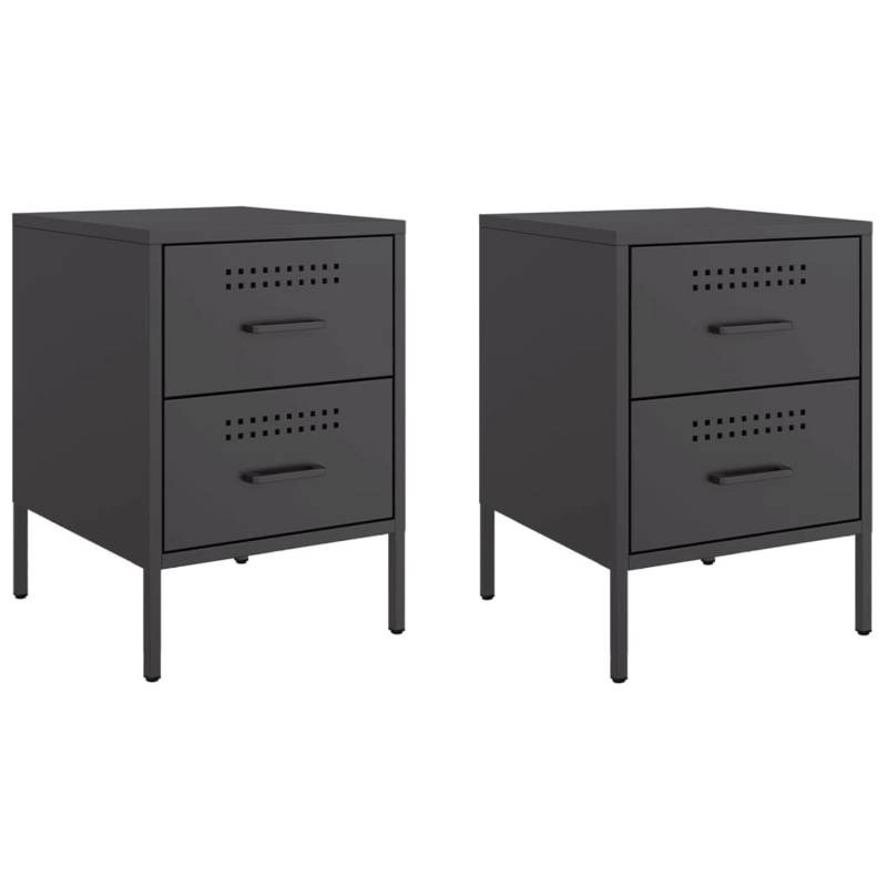 vidaXL Nachttische 2 Stk Schwarz 36x39x50,5 cm Stahl Modell 1 von VIDAXL