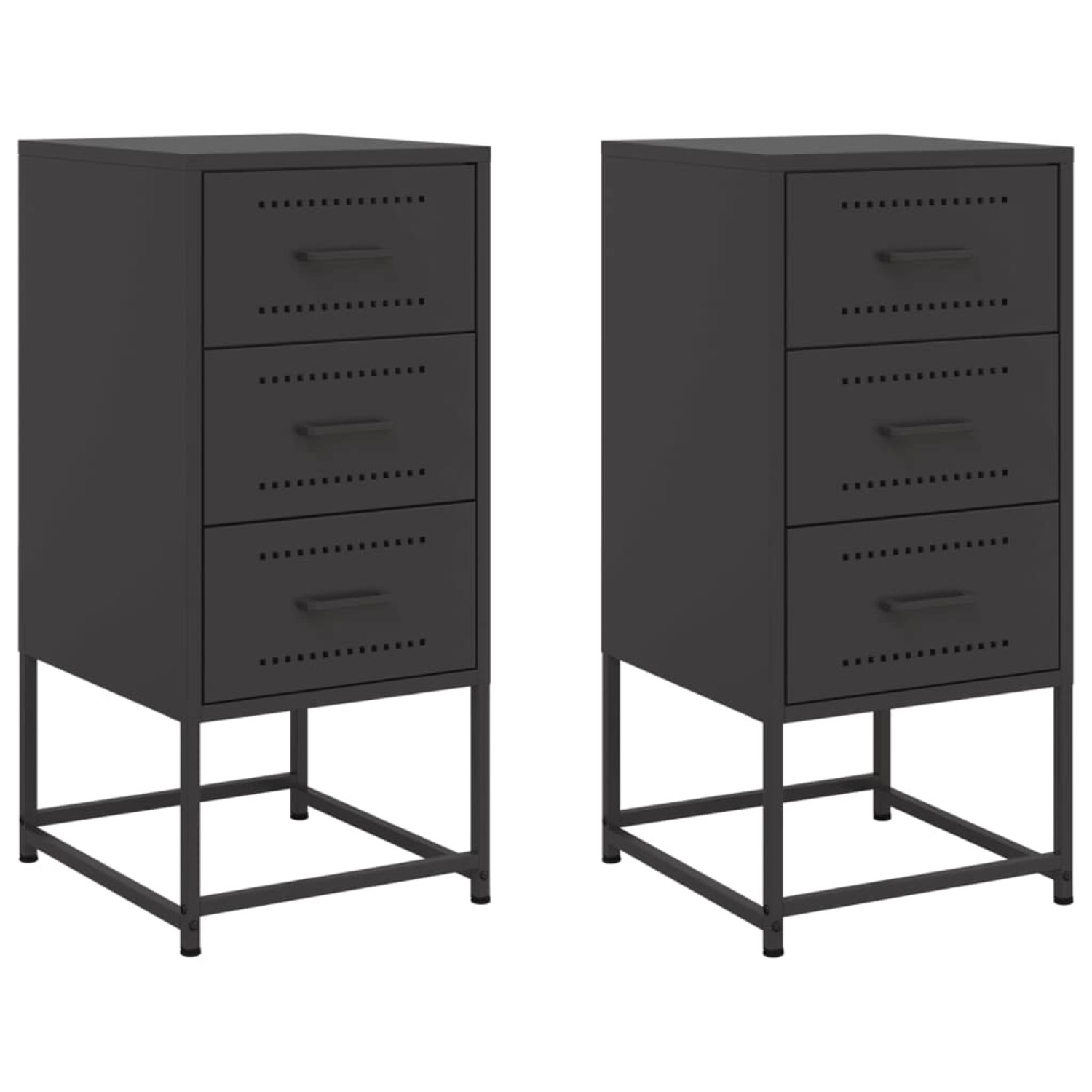 vidaXL Nachttische 2 Stk Schwarz 36x39x78 cm Stahl Modell 1 von VIDAXL
