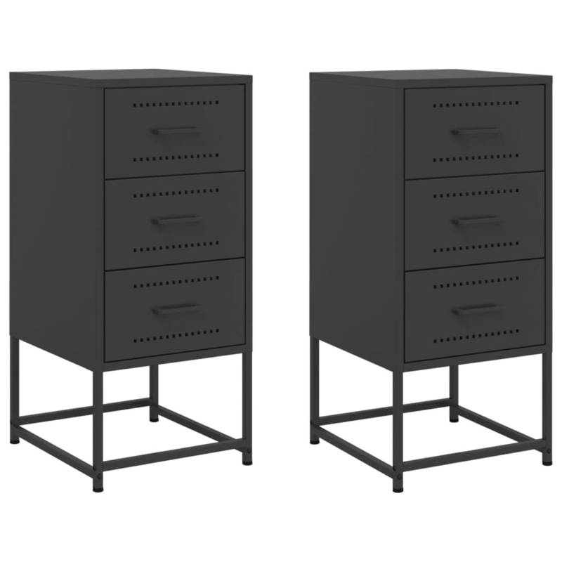 vidaXL Nachttische 2 Stk Schwarz 36x39x78 cm Stahl Modell 1 von VIDAXL
