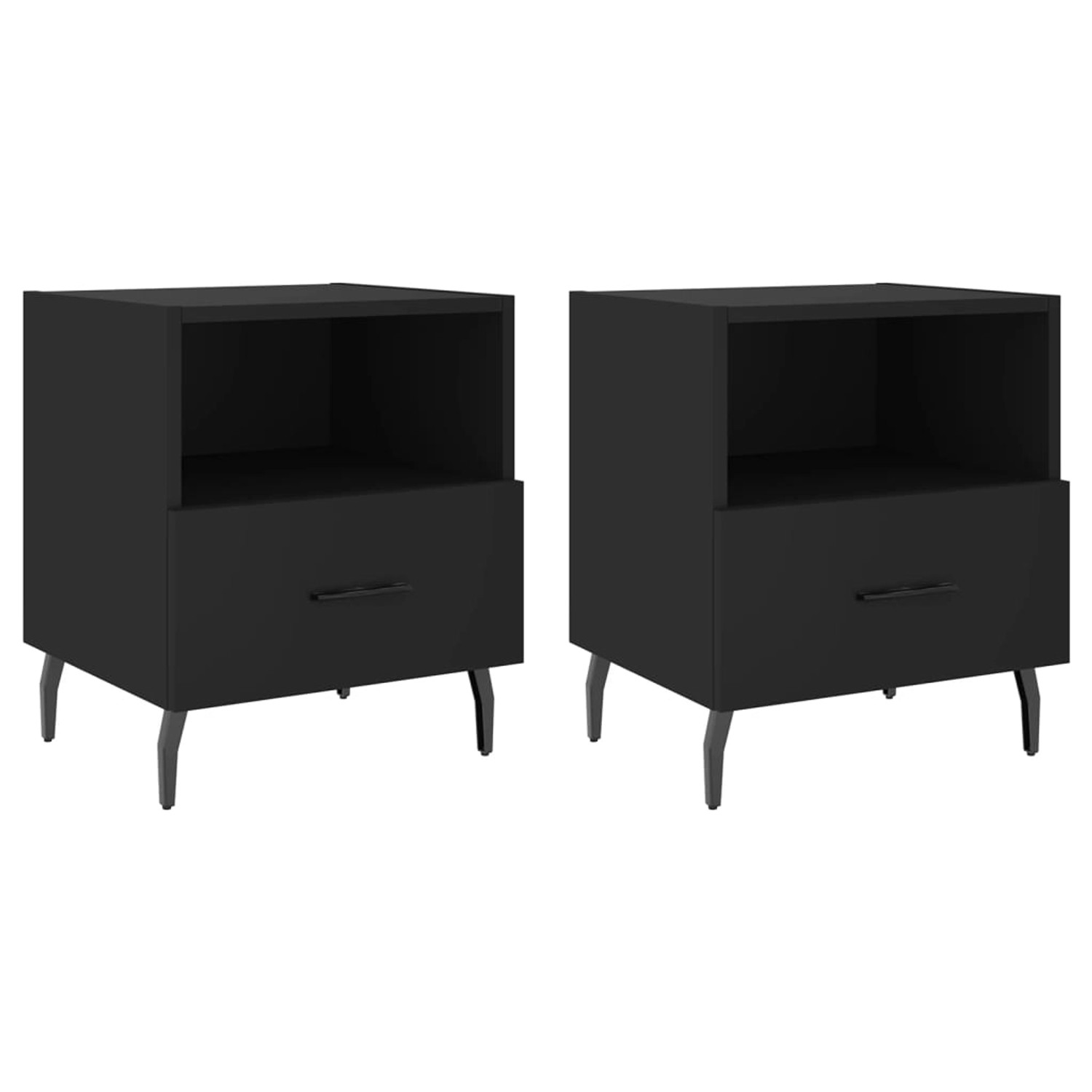 vidaXL Nachttische 2 Stk Schwarz 40x35x47,5 cm Holzwerkstoff Modell 2 vidaXL Nachttische 2 Stk Schwarz 40x35x47,5 cm Holzwerkstoff Modell 2 von VIDAXL