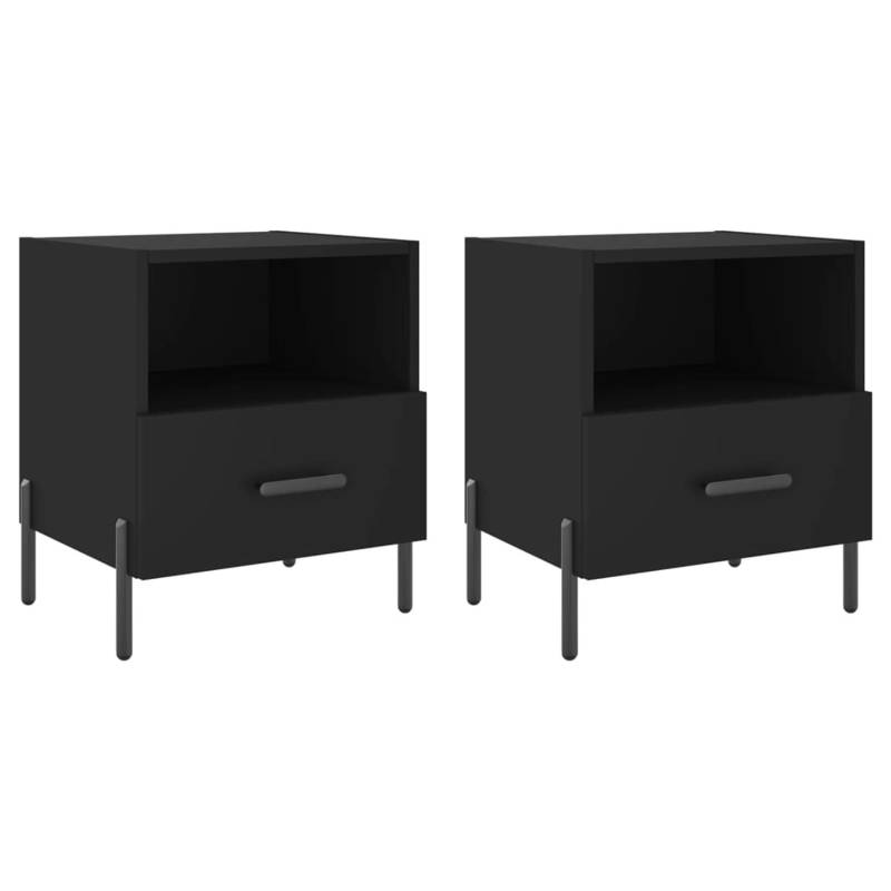 vidaXL Nachttische 2 Stk Schwarz 40x35x47,5 cm Holzwerkstoff Modell 3 von VIDAXL