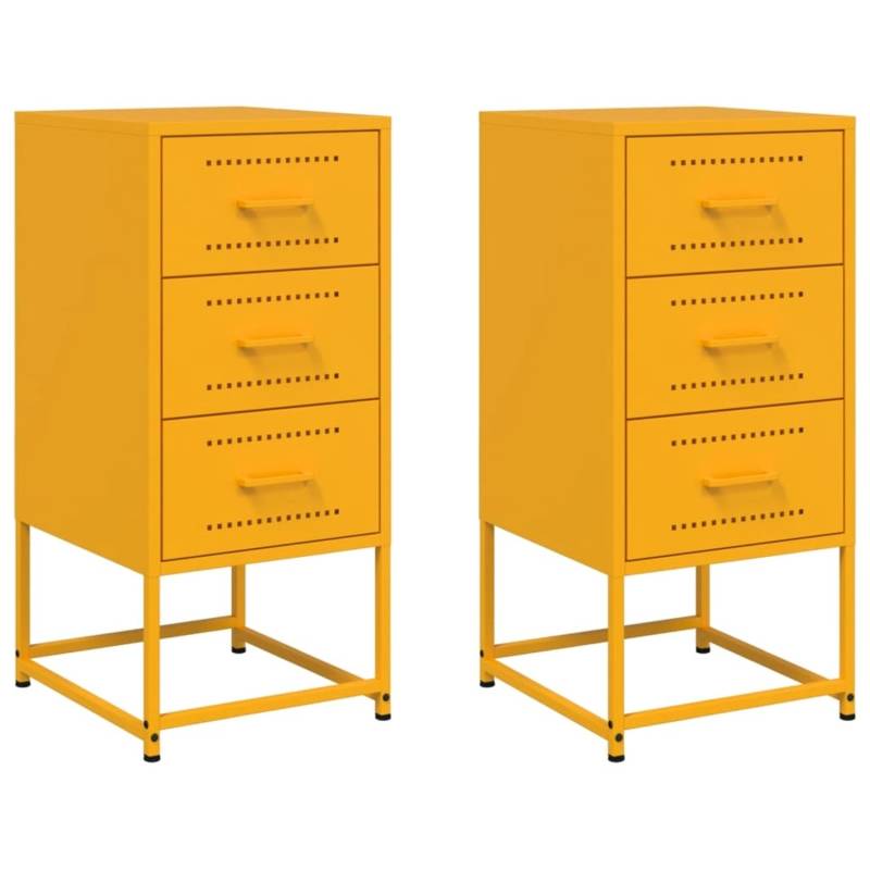 vidaXL Nachttische 2 Stk Senfgelb 36x39x78 cm Stahl Modell 1 von VIDAXL