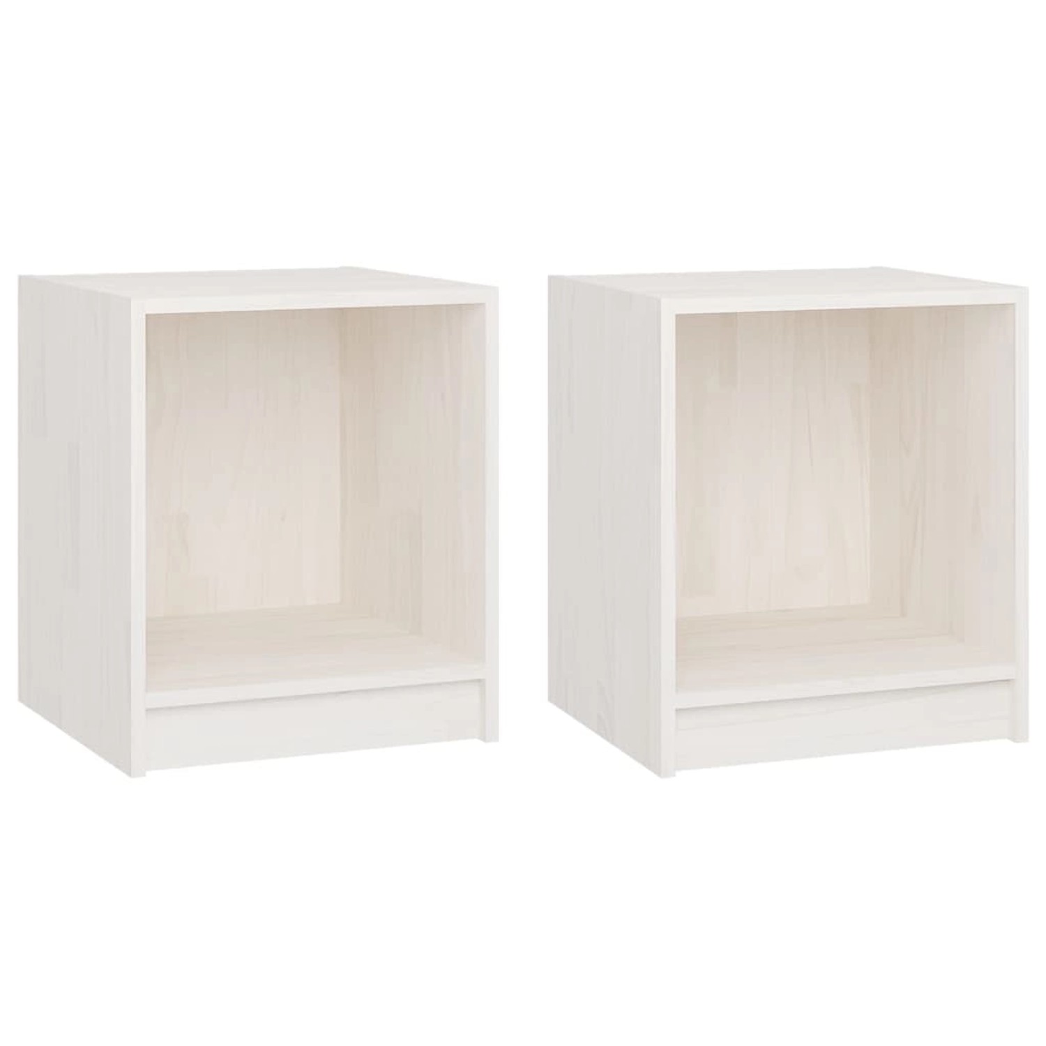 vidaXL Nachttische 2 Stk Weiß 35,5x33,5x41,5 cm Massivholz Kiefer von VIDAXL