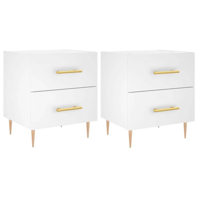 vidaXL Nachttische 2 Stk Weiß 40x35x47,5 cm Holzwerkstoff Modell 14 von VIDAXL