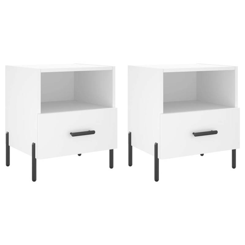 vidaXL Nachttische 2 Stk Weiß 40x35x47,5 cm Holzwerkstoff Modell 3 von VIDAXL