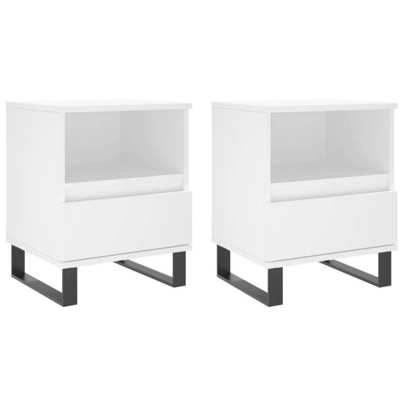 vidaXL Nachttische 2 Stk Weiß 40x35x50 cm Holzwerkstoff Modell 7 von VIDAXL