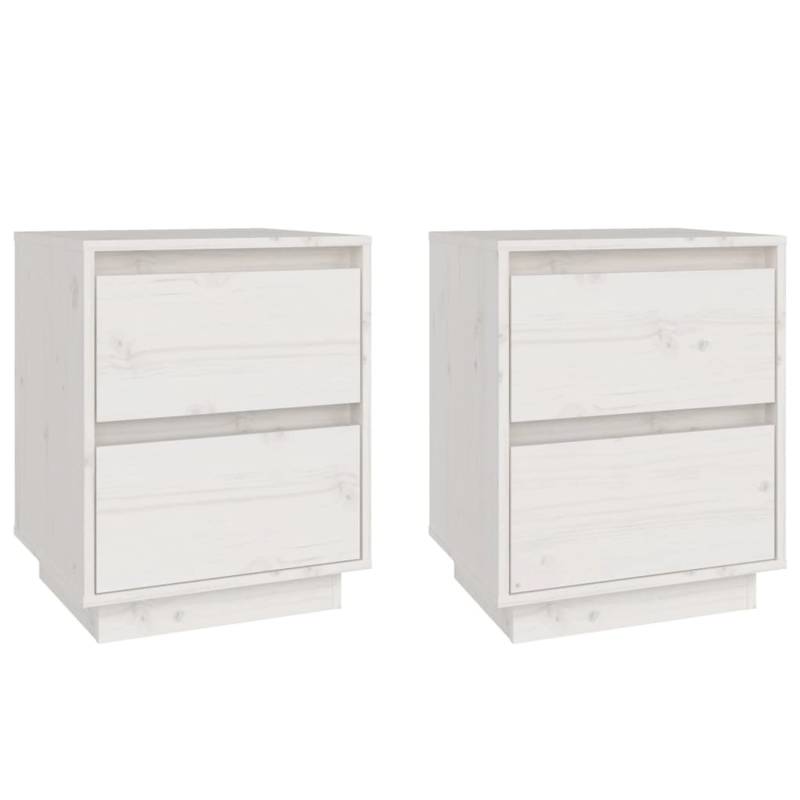 vidaXL Nachttische 2 Stk Weiß 40x35x50 cm Massivholz Kiefer von VIDAXL
