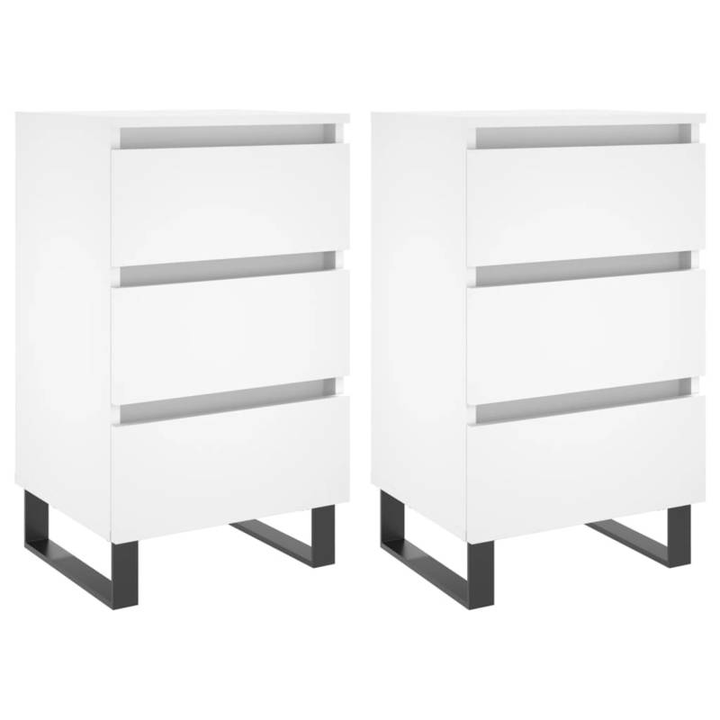 vidaXL Nachttische 2 Stk Weiß 40x35x69 cm Holzwerkstoff Modell 1 von VIDAXL