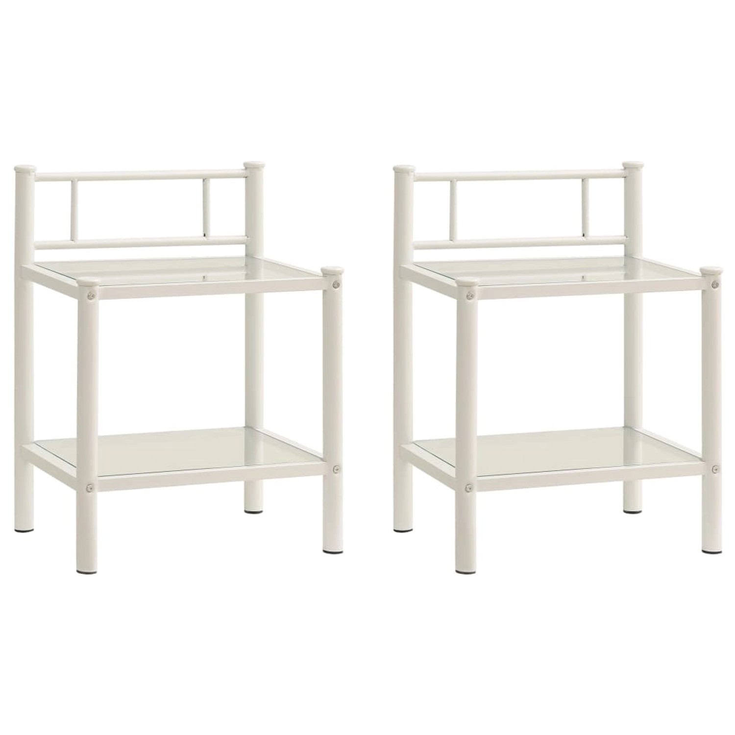 vidaXL Nachttische 2 Stk Weiß Transparent Metall und Glas Modell 3 vidaXL Nachttische 2 Stk Weiß Transparent Metall und Glas Modell 3 von VIDAXL
