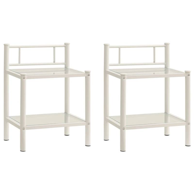 vidaXL Nachttische 2 Stk Weiß Transparent Metall und Glas Modell 3 von VIDAXL