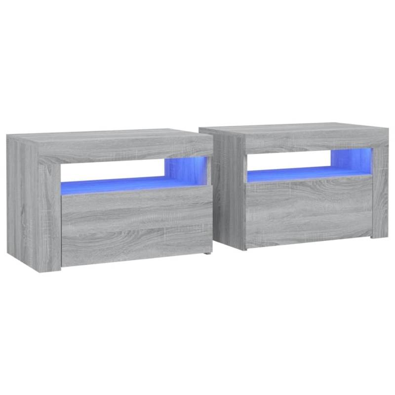 vidaXL Nachttische 2 Stk mit LEDs Grau Sonoma 60x35x40 cm vidaXL Nachttische 2 Stk mit LEDs Grau Sonoma 60x35x40 cm von VIDAXL